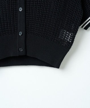 WEGO 襟付きメッシュニットショートカーデ ブラック