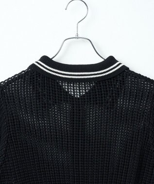 WEGO 襟付きメッシュニットショートカーデ ブラック