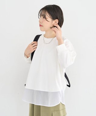 Green Parks 七分袖ドルマン裏毛シアードッキングプルオー Ecru