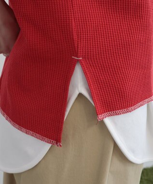 AMERICAN HOLIC 【RUSSELL】ワッフルヘンリーTシャツ Red