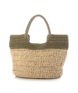 UNBILLION カシュカシュ cachecache / 切り替え柄編みミニトート カゴバッグ グリーン