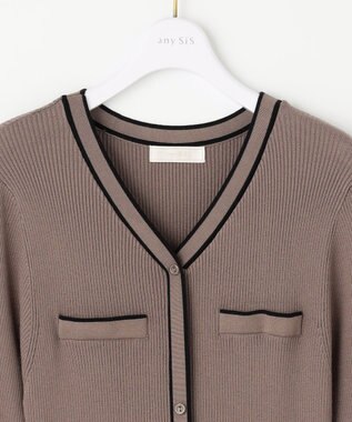 ANY SIS 【洗える】バイカラーデザインニット ワンピース モカ×ブラック