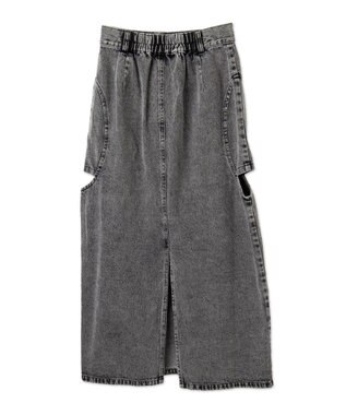 WEGO サークルカットレイヤードデニムロングスカート デニムブラックソノタ