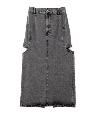 WEGO サークルカットレイヤードデニムロングスカート デニムブラックソノタ