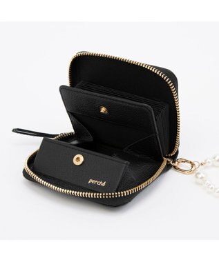 UNBILLION ペルケ perche / パール調ストラップ・ジャバラカードウォレット シルバー