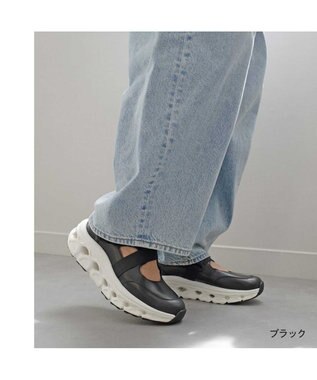 Pointer 日本製 本革ストラップスニーカー ブラック