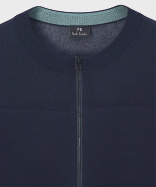 Paul Smith 【洗える】シアーボーダー ジップアップ カーディガン ネイビー