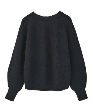 YECCA VECCA パールネックニット Navy