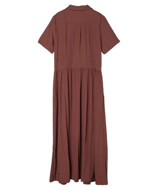 Green Parks ローウエスト切替開襟シャツワンピース Terracotta