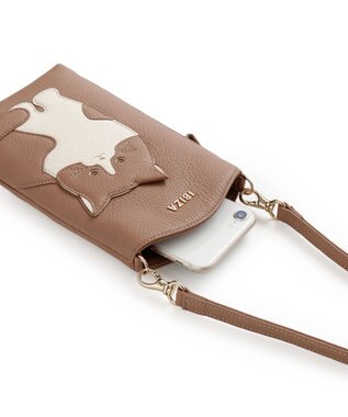 IBIZA アニマーダ　牛革　スマートフォンポシェット（ネコ） オーク