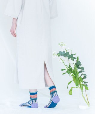 COQ サラサラ シアーストライプソックス ブルー