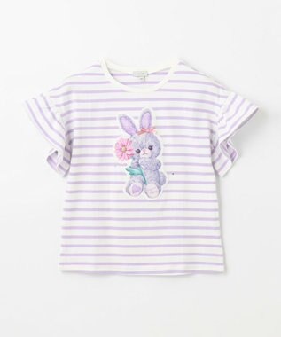 ANY KIDS ウサギ ボーダー Tシャツ ラベンダー系