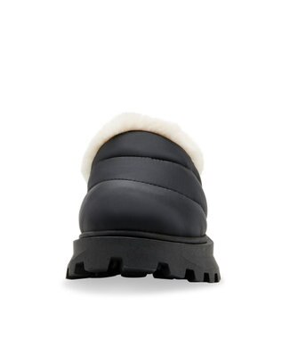 STEVE MADDEN FIRE PLACE 厚底キルティングファーシューズ ブラック