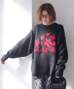 WEGO 【ユニセックス着用ITEM/MLサイズ展開/25年秋冬新作】ファジーグラフィックプルオーバー ブラック