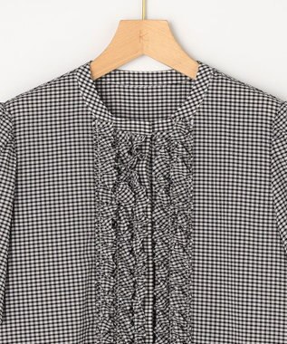 組曲 【先行予約】【WEB限定】サッカーギンガムチェック フロントフリルブラウス ホワイト系3