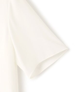 ICB 【洗える】BackSatinAmunzen 5分袖ラッフルデザインブラウス オフホワイト系