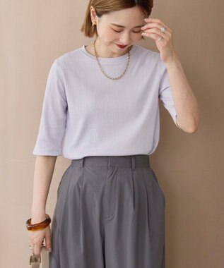 AMERICAN HOLIC リブ5分袖プルオーバー Lavender