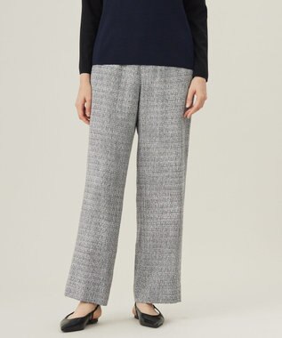 【セットアップ対応・洗える】ライトミックスツイードワイドストレート パンツ