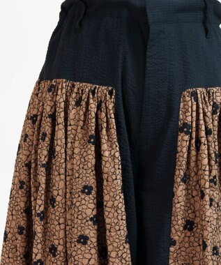 muuc 【手刺繍のような刺繍が美しい】ハイドランジア 切り替えパンツ ベージュ