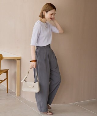 AMERICAN HOLIC リブ5分袖プルオーバー Lavender