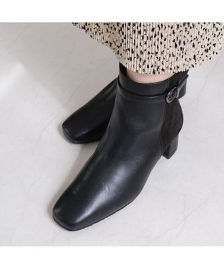 Pointer 本革スエードコンビショートブーツ ブラック(コンビ)