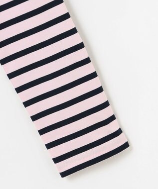 組曲 KIDS 【150-160㎝】フラワー刺繍ボーダー Tシャツ サクラ系