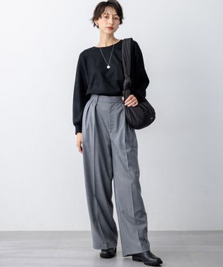 23区 【洗える】ウールミルドジャージー フォルム カットソー ブラック系