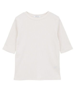 AMERICAN HOLIC リブ5分袖プルオーバー Ivory