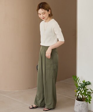 AMERICAN HOLIC リブ5分袖プルオーバー Ivory