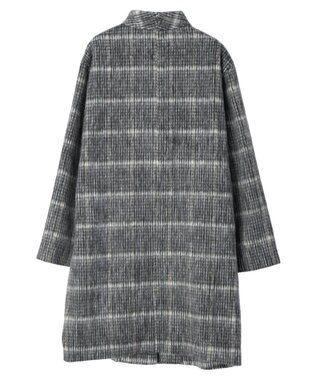 Green Parks コクーンシルエットチェックシャギーコート Black