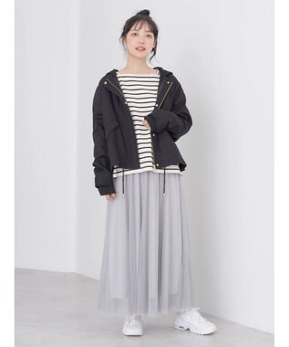 earth music&ecology パーカー付きミリタリーブルゾン Black