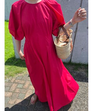 Green Parks ボリューム袖ロングワンピース Red