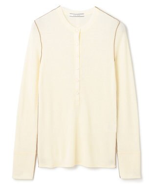 BEIGE， 【洗える・GISELe 10月号掲載】FORD / ウール配色メローヘンリーネックカットソー Ecru