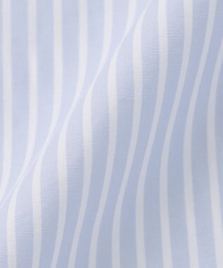 23区 S 【洗える】CANCLINI ポケット付き パールボタン シャツブラウス スカイブルー×ホワイトストライプ