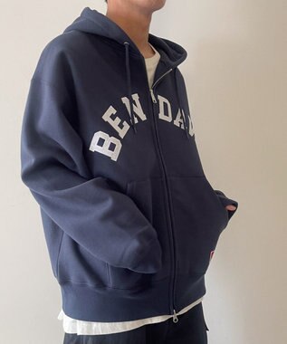 WEGO BENDAVISアーチロゴZIPパーカー ネイビー