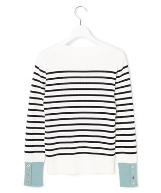 23区 【洗える】シルキーレーヨンワイドリブ ニット オフ×ネイビー