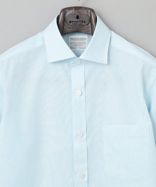 GOTAIRIKU 【形態安定】PREMIUMPLEATS_スモールワイドカラー 通年ドレスシャツ サックスブルー系