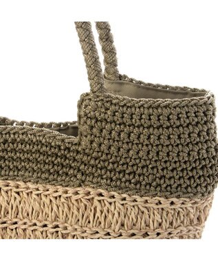 UNBILLION カシュカシュ cachecache / 切り替え柄編みミニトート カゴバッグ グリーン
