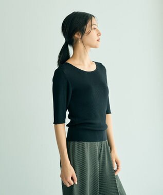 YECCA VECCA 5分袖リブニット