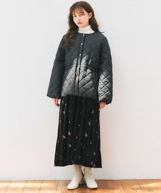 Feroux 刺繍入りベロアキャミソール ワンピース ブラック系