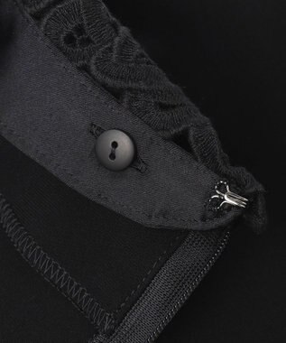 23区 L 【セットアップ対応/洗える】トリアセダブルジョーゼット 2WAYレース襟 ペプラムブラウス ブラック系