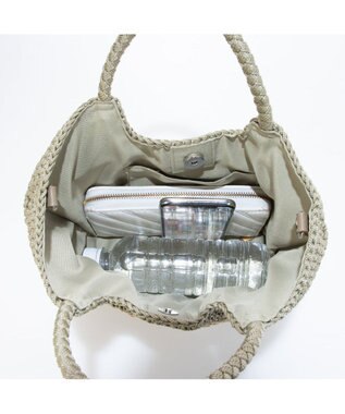 UNBILLION カシュカシュ cachecache / 切り替え柄編みミニトート カゴバッグ グリーン