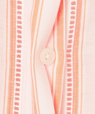 自由区 【ドラマ「明日はもっと いい日になる」着用】【接触冷感・吸水速乾・洗える】ナチュラルリネンクロップド丈 シャツ ホワイト×オレンジ