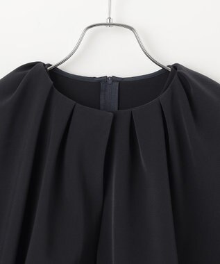 #Newans ＜亀恭子さんコラボ＞取り外し可能ケープ付きペプラムブラウス ネイビー