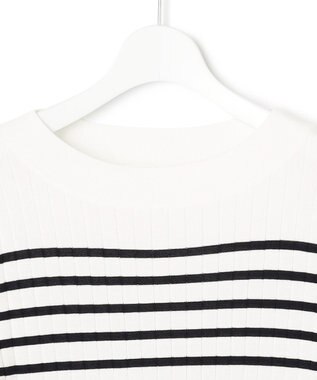 23区 【洗える】シルキーレーヨンワイドリブ ニット オフ×ネイビー