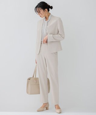 23区 S 【セットアップ対応/洗える】ストレッチポンチ ノーカラー ジャケット ライトグレー系