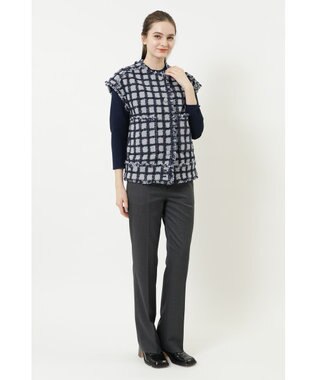 DAKS チェックツイードベスト ネイビー