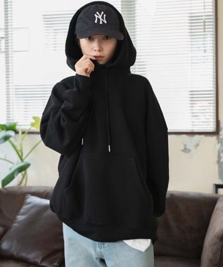 WEGO 【ユニセックス着用ITEM/MLXLサイズ展開/新色追加/裏起毛】スウェットプルパーカー ブラック