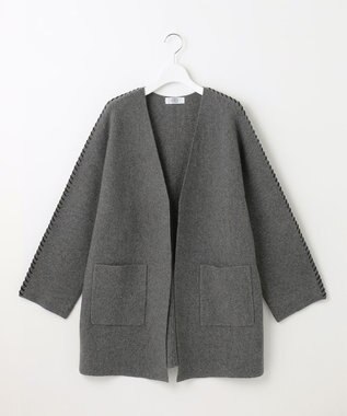 J.PRESS LADIES 【洗える】BONNY Vネック ニット アウター グレー系