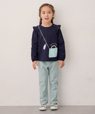 ANY KIDS 【WEB限定】7days プリント 長袖Tシャツ ネイビー×ポシェット